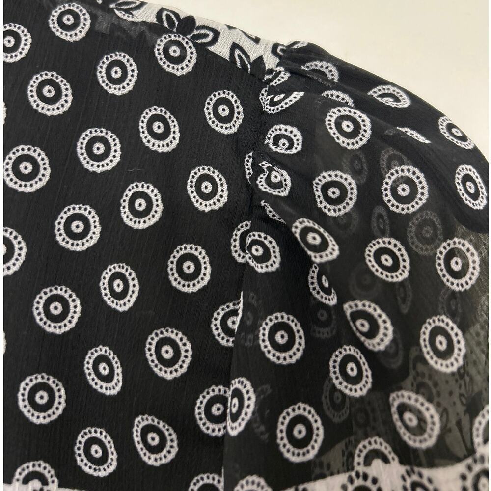 CALVIN KLEIN Black & White Floral 3/4 Sleeve Shift Dress Size 4 - Picture 7 of 14
